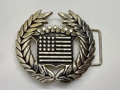 Cadillac Emblem Flag Chrome Color Belt Buckle By Famous Stars And Straps