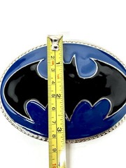Large Batman Belt Buckle Chrome Black Blue Comic Superhero Statement Buckle