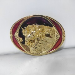 Vtg 1983 Bergamot Brass Works Three Horses Stallions Belt Buckle Country K-146
