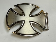 Maltese Iron Cross Religious Gothic Punk Vibe Cutout Silver Color Belt Buckle