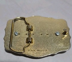 Western Metal Belt Buckle Gold Tone Initial Letter T Cowboy Rodeo Made In USA