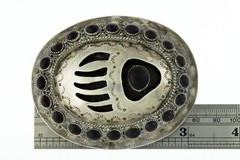 Zuni Navajo Native American Gary Nez Sterling Silver Bear Paw Concho Belt Buckle