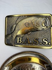 X2 Belt Buckle Western Cowboy Rodeo & BASS Anglers Sportsman Society