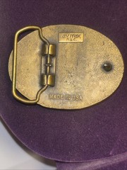 OA. « A.V. MAX NYC » Oval Brass Turquoises Stone Buckle Made in USA