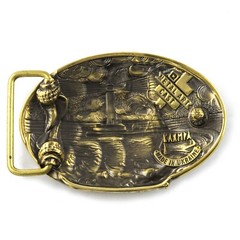 Brass belt buckle Frigate, Sailship buckle, Brigantine, Barque, Warship buckle