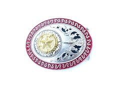 Western Buckle Oval Gold Silver Red Lone Star Texas Cowboy 2 » Hebillas Vaqueras