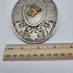 Men&rsquo;s Western Large Ornate Silver Overlay Belt Buckle With Copper Horse