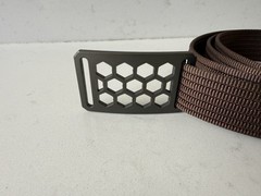 Grip6 Gray Honeycomb Buckle w/ Brown 1” Wide Tactical Nylon Belt – 48&Prime; Long