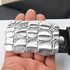 Croco Look Belt Buckle Antique Silver – Textured Embossed, For DIY Belts