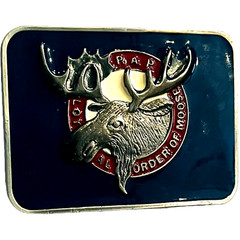 Loyal Order of Moose PAP Belt Buckle Cast Metal Epoxy Front 2013 – Moose Club