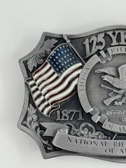 Vintage NRA National Rifle Association Of America Pewter Belt Buckle Made In USA