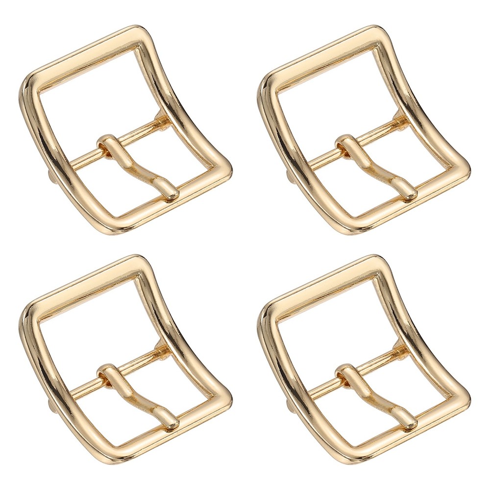 4Pcs Single Prong Belt Buckle 1&Prime; ID Curved Bow Buckle for Belt, Light Gold