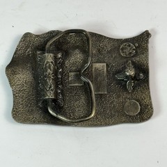 Vintage Bergamot Brass Works Belt Buckle Silver Ducks Pewter 1977 USA Hunting