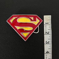 Superman Logo Belt Buckle Red Yellow Enamel Silver Tone Shield Superhero Cosplay