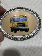 School Bus Yellow Enameled Belt Buckle vintage
