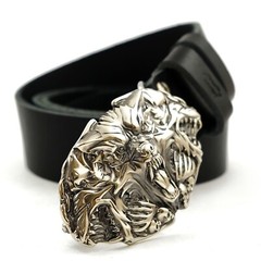 German silver belt buckle Cerberus, Animal buckle, Three headed dog, Hell dog