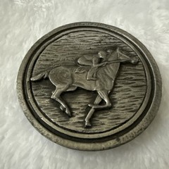 Vintage Round Horse and Rider Belt Buckle 2.5in HTF