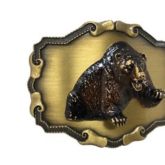 Brown Bear Growling 3D Belt Buckle Wildlife Hunting Grizzly Woods Forest Outdoor