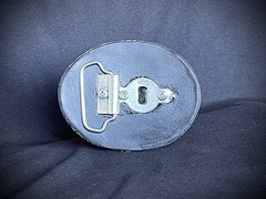“Lone Star Reliquary” Belt Buckle Handmade 4×3 Leather back OOAK Darren McNeese