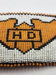 Harley Davidson Beaded Belt Buckle Mens Orange White Leather Western HD Logo