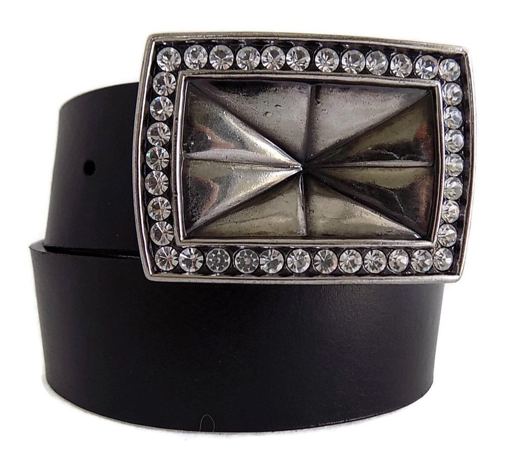 WASHED UP HOLLYWOOD 1.5&Prime; VINTAGE SILVER PYRAMID OF CRYSTALS #064VS BUCKLE ONLY