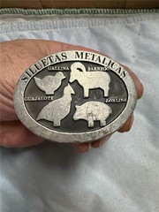Vintage 1978 Siluetas Metalicas Pewter Belt Buckle