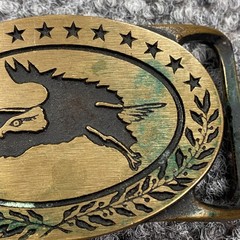 Vintage Tech Ether Guild Bald Eagle Belt Buckle Solid Brass USA Patriotic 70s
