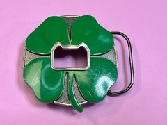 Lucky 4 Leaf Clover St. Patrick Day Novelty KALAN Belt Buckle with Bottle Opener