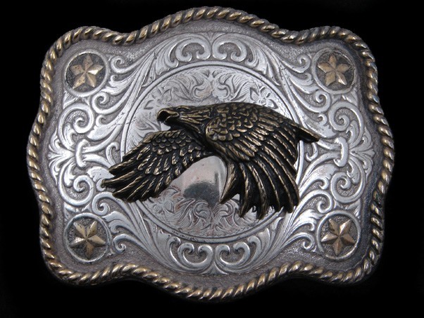 SE01152 **AMERICAN BALD EAGLE** WESTERN & COWBOY SILVERTONE BELT BUCKLE