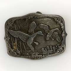 Belt Buckle Brass Works Vintage 1987 Collectible Metal Ducks USA Made *Blemish