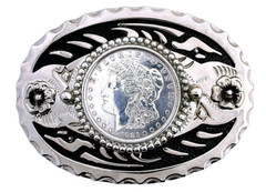 1921 Morgan Silver Dollar Silver Color Oval Western Belt Buckle EPBB267/12725