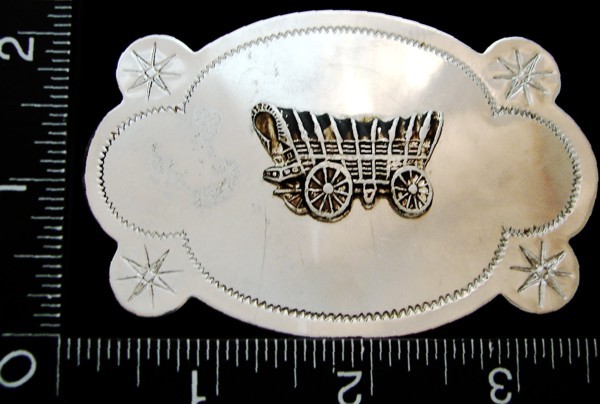 LH30146 VINTAGE ***WESTERN STYLE w/ WAGON*** SILVERTONE BELT BUCKLE