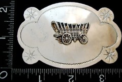 LH30146 VINTAGE ***WESTERN STYLE w/ WAGON*** SILVERTONE BELT BUCKLE