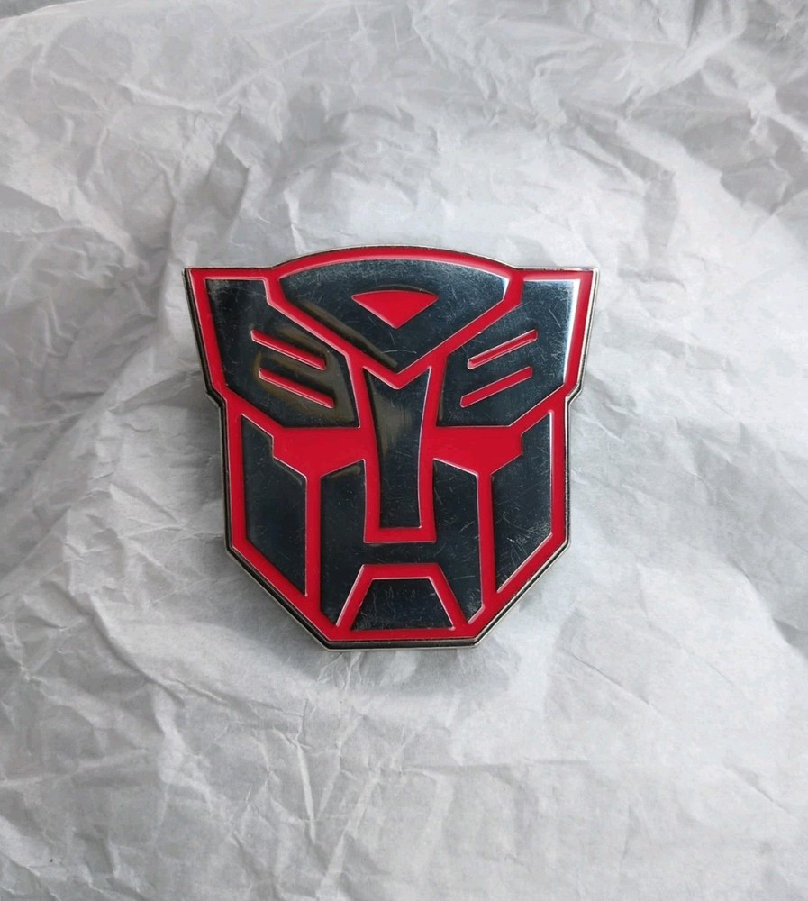 Transformers Belt Buckle Silver & Red Metal 2011 Autobot Emblem 3&Prime; Scratches