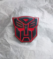 Transformers Belt Buckle Silver & Red Metal 2011 Autobot Emblem 3&Prime; Scratches