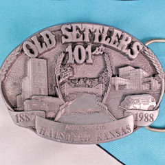 VTG 80s Halstead Kansas Old Settlers 101st 1988 Commemorative Belt Buckle