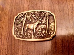 SOLID BRASS BULL ELK BELT BUCKLE • MADE IN USA