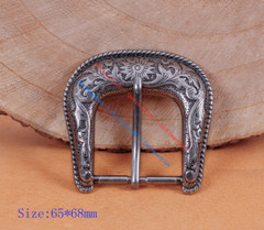 HEAVY DUTY COWBOY WESTERN FLORAL ENGRAVED ANTIQUE SILVER BELT BUCKLE SET 1-1/2&Prime;