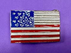 United States American Flag Stars Silver Striped Enamel Patriotic Belt Buckle