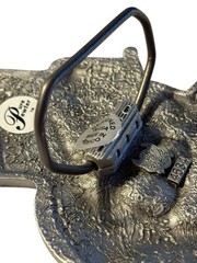 Horseshoe 8 Ball Belt Buckle Checkered Flags Gambling Pewter NOS READ American