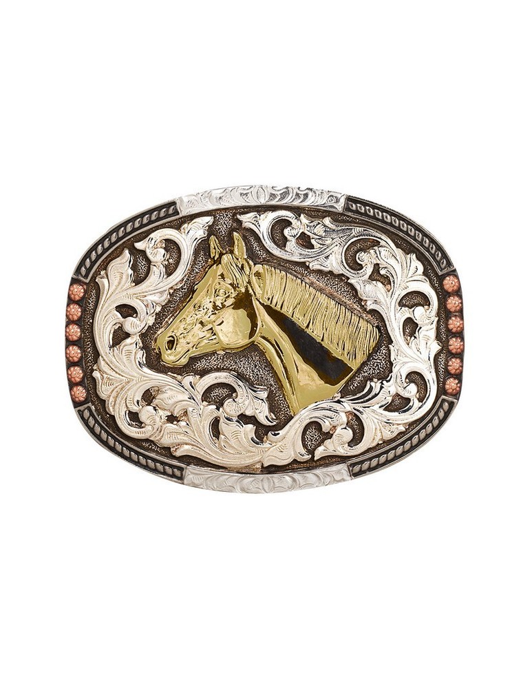 Crumrine Western Belt Buckle Horse Head Silver Gold Copper C1001707