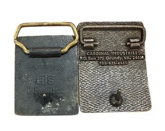 Set of Two Vintage 1978 1980 Exxon Brass Belt Buckles Made in USA