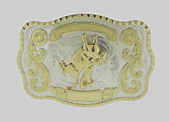 Rodeo Belt Buckle Gold Silver Metal Square Cowboy Men Women Vintage Texas State