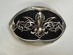 Celtic Knot Fleur De Lis Symbol Gothic Punk Vibe Black Silver Color Belt Buckle