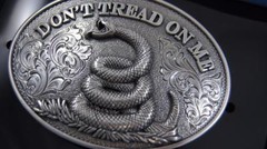 Nocona Western Belt Buckle DON&rsquo;T TREAD ON ME Snake Silver Tone 37109