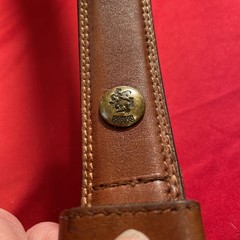 Tommy Hilfiger Mens Leather Brass Crest Belt Brown Size 32 Vintage