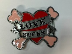LOVE SUCKS Red Hearts Pink Crossbones Ladies Buckle Rage Belt Buckle