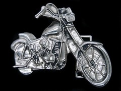 TD07113 VINTAGE 1970s CUT-OUT **MOTORCYCLE** SILVERTONE BELT BUCKLE