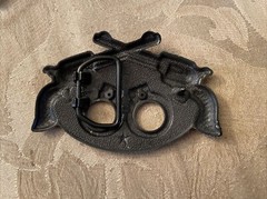 Belt Buckle Mens Guns & Handcuffs Black & Gray Metal 4.25” W X 3” H New