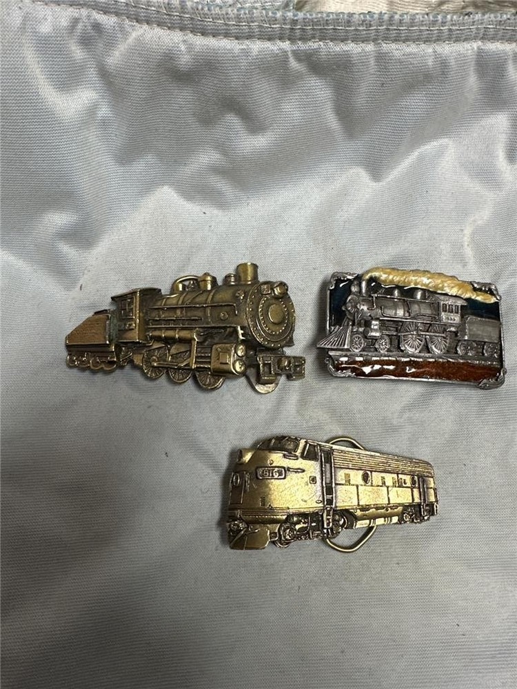 Vintage Train Belt Buckle Lot of Three Buckles, Railroad
